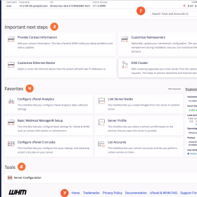WHM dashboard – your main control center for managing hosting accounts